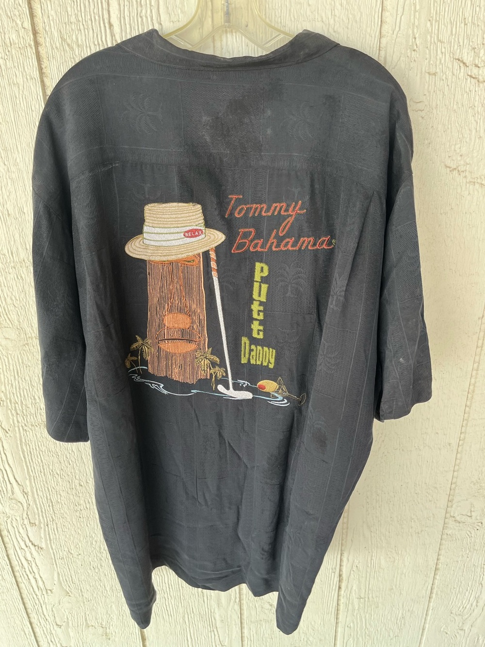 Tommy Bahama Black Cuban Collar Button-Up Shirt XL
